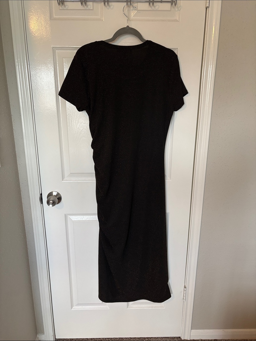 Michael Michael Kors Classic Black and Gold Sparkle Short-Sleeve Midi Dress - Picture 3 of 7